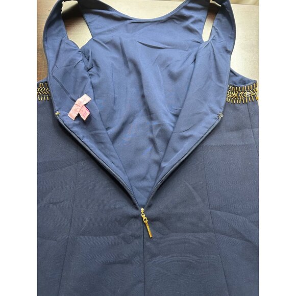 Lilly Pulitzer Embellished Luxe Navy Blue Polished Glam Preppy Sheath Dress Sz 2 - Picture 9 of 10